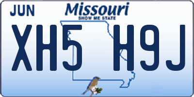 MO license plate XH5H9J