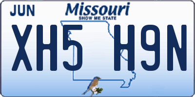 MO license plate XH5H9N