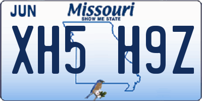 MO license plate XH5H9Z