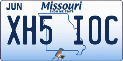 MO license plate XH5I0C