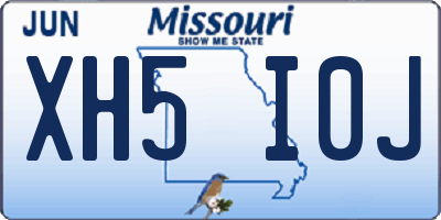 MO license plate XH5I0J