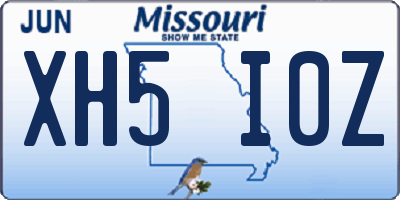 MO license plate XH5I0Z
