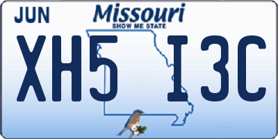 MO license plate XH5I3C