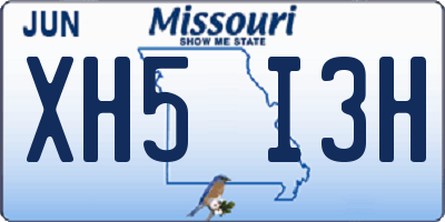 MO license plate XH5I3H