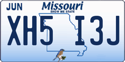MO license plate XH5I3J