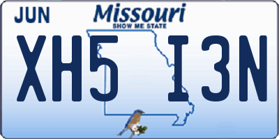 MO license plate XH5I3N