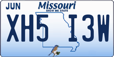 MO license plate XH5I3W