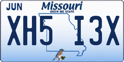 MO license plate XH5I3X