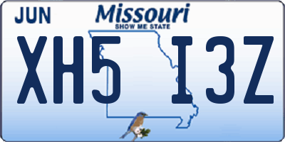 MO license plate XH5I3Z