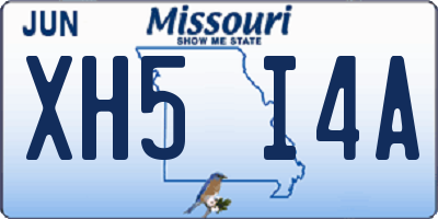 MO license plate XH5I4A