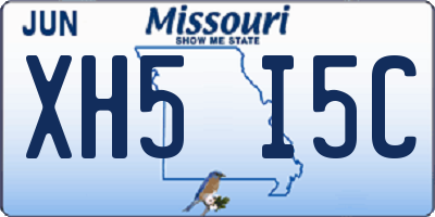 MO license plate XH5I5C