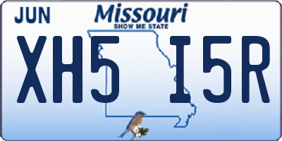 MO license plate XH5I5R