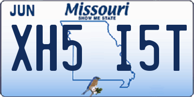 MO license plate XH5I5T