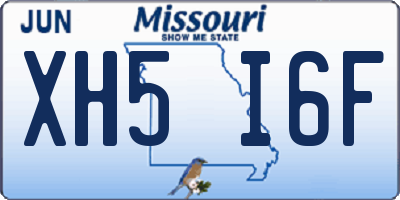 MO license plate XH5I6F