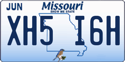 MO license plate XH5I6H