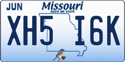 MO license plate XH5I6K