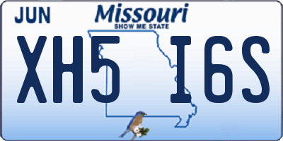 MO license plate XH5I6S