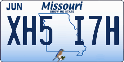 MO license plate XH5I7H