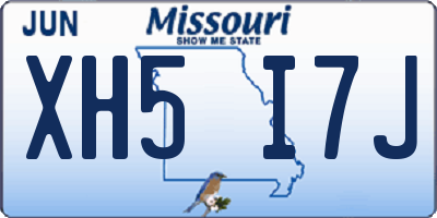 MO license plate XH5I7J