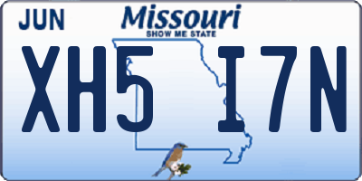 MO license plate XH5I7N