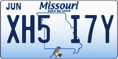 MO license plate XH5I7Y