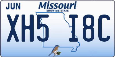 MO license plate XH5I8C