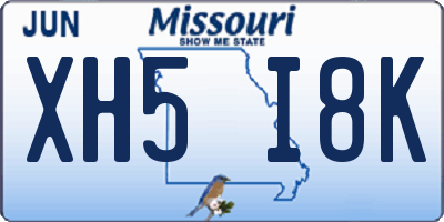 MO license plate XH5I8K