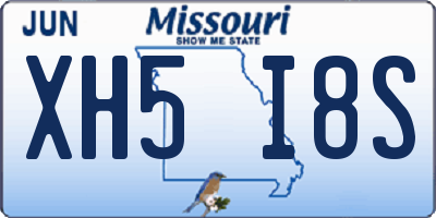 MO license plate XH5I8S