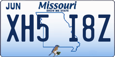 MO license plate XH5I8Z