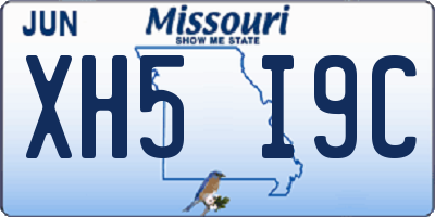 MO license plate XH5I9C