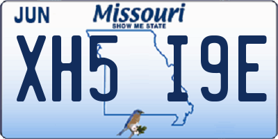 MO license plate XH5I9E