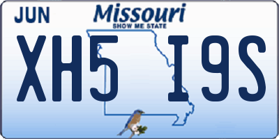 MO license plate XH5I9S