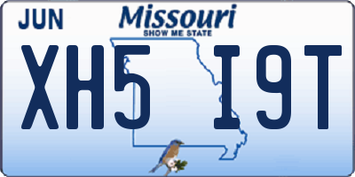 MO license plate XH5I9T