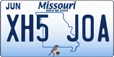 MO license plate XH5J0A