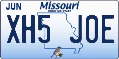 MO license plate XH5J0E