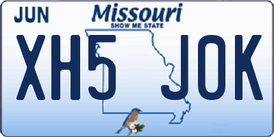 MO license plate XH5J0K