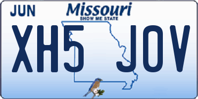 MO license plate XH5J0V
