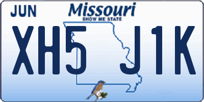 MO license plate XH5J1K