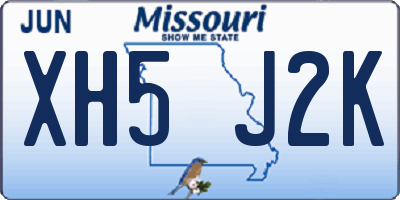 MO license plate XH5J2K