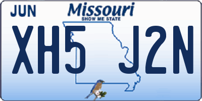 MO license plate XH5J2N