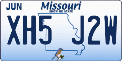 MO license plate XH5J2W