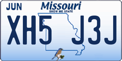 MO license plate XH5J3J