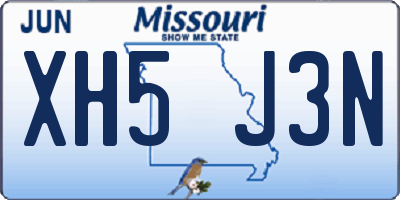 MO license plate XH5J3N