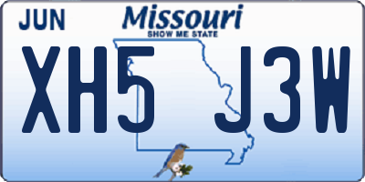 MO license plate XH5J3W