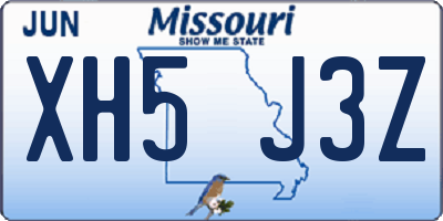 MO license plate XH5J3Z