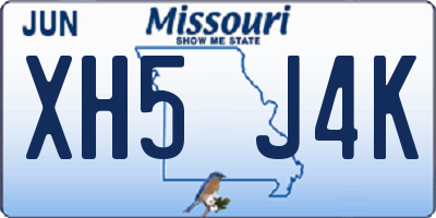 MO license plate XH5J4K