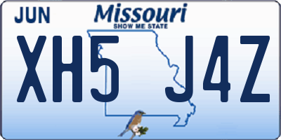 MO license plate XH5J4Z