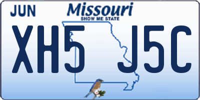 MO license plate XH5J5C