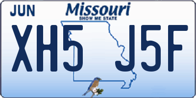 MO license plate XH5J5F