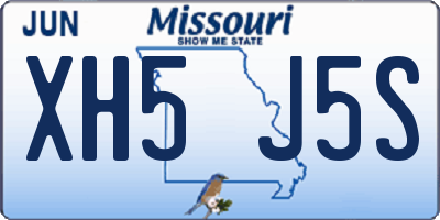 MO license plate XH5J5S